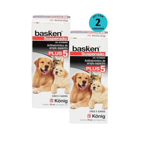 Kit 2 Vermífugo Basken Susp. Plus 5 Cães e Gatos 20ml- König